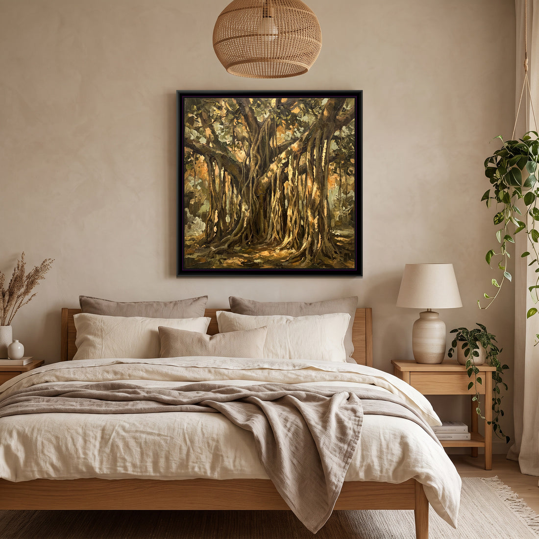 A Kolorkaari canvas in a floater frame, in a room