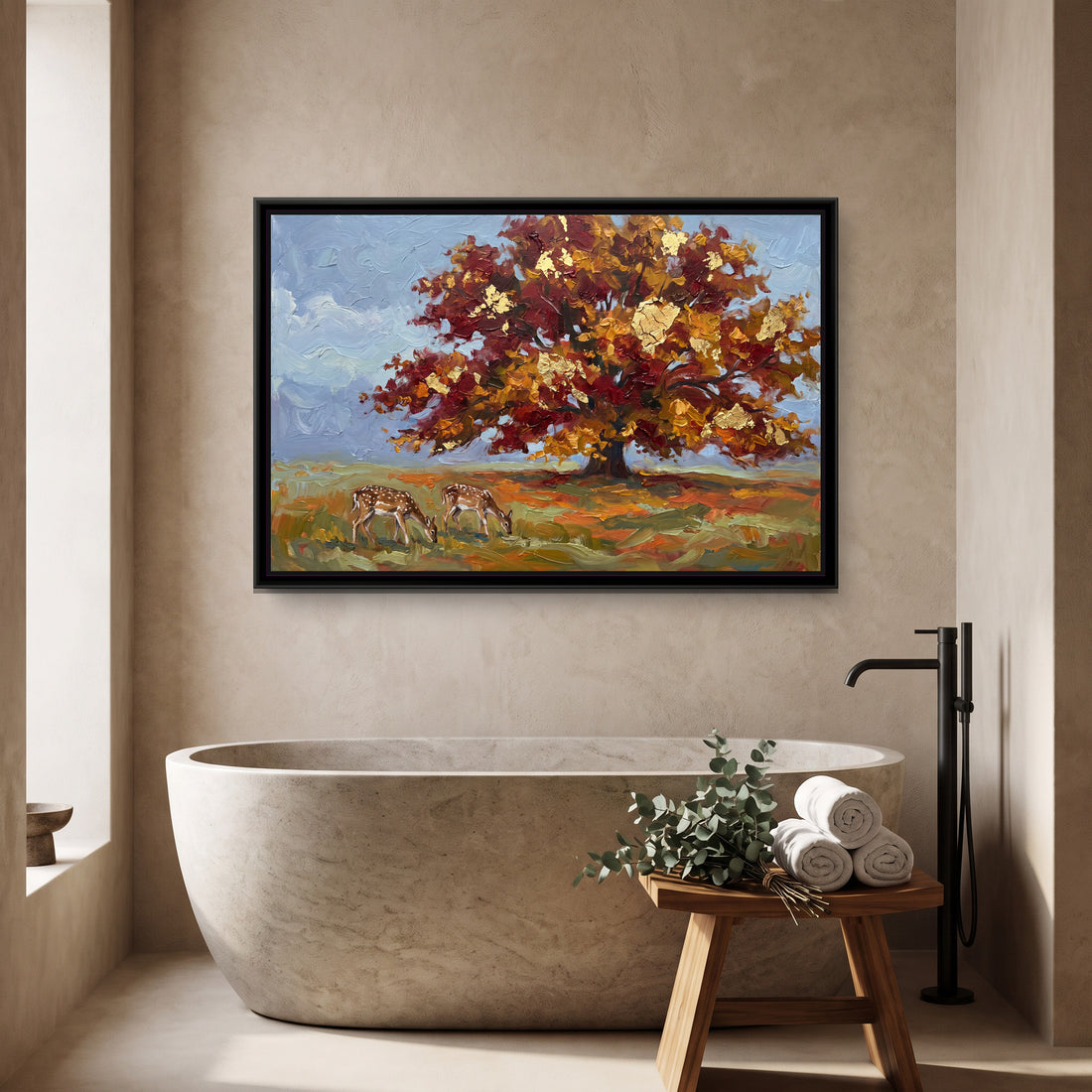 A Kolorkaari canvas in a floater frame, in a room