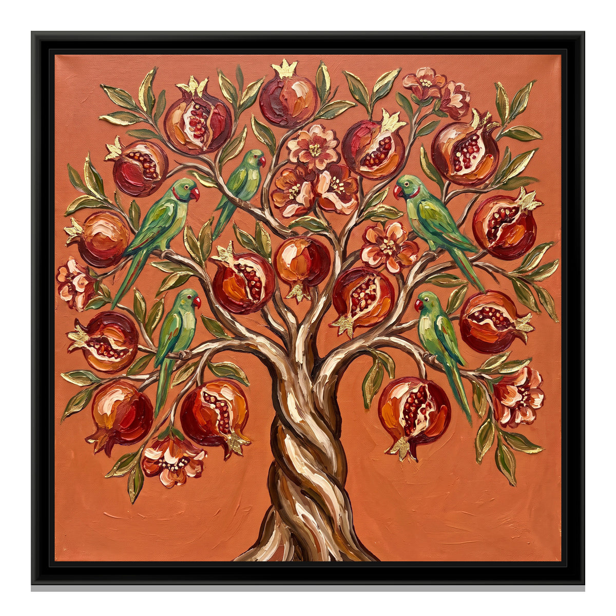 Pomegranate Tree of Life - framed canvas print, front view