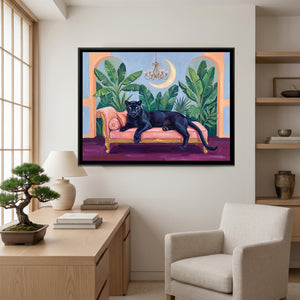 View 3 of Black Panther on a Blush Daybed in Powder Blue and Peach