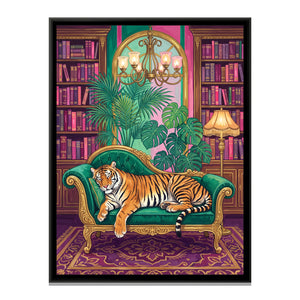 View 2 of Tiger on an Emerald Chaise