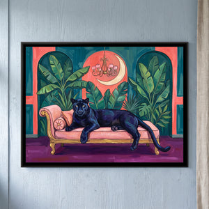 View 1 of Black Panther on a Blush Daybed in Teal and Coral