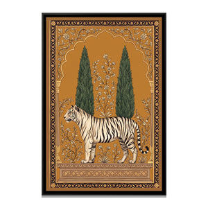 View 2 of White Tiger under a Cypress Arch in Warm Ochre