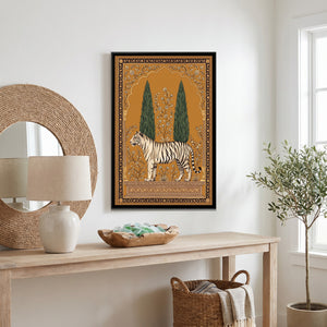 View 4 of White Tiger under a Cypress Arch in Warm Ochre