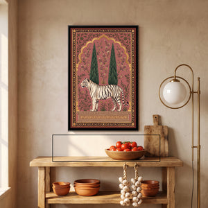View 4 of White Tiger under a Cypress Arch in Dusty Rose