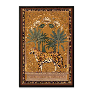 View 2 of Leopard under a Lotus and Palm Arch in Warm Ochre
