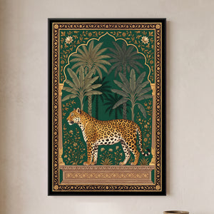 View 1 of Leopard under a Palm Arch in Deep Emerald