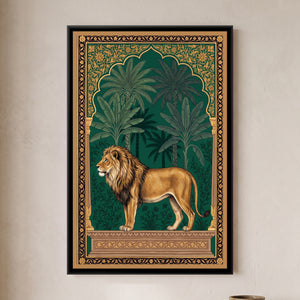 View 1 of Lion under a Palm Arch in Deep Emerald