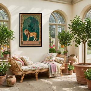 View 3 of Lion under a Palm Arch in Deep Emerald