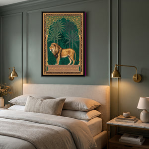 View 4 of Lion under a Palm Arch in Deep Emerald
