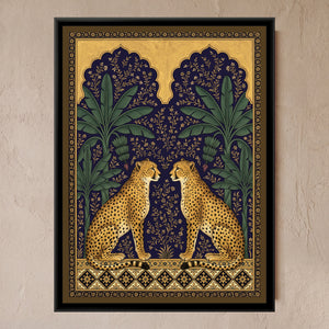 View 1 of Pair of Cheetahs under Twin Arches in Deep Indigo