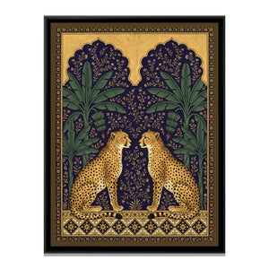 View 2 of Pair of Cheetahs under Twin Arches in Deep Indigo
