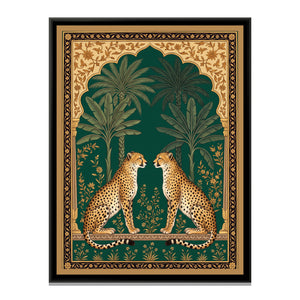 View 2 of Pair of Cheetahs under a Mughal Arch in Deep Emerald