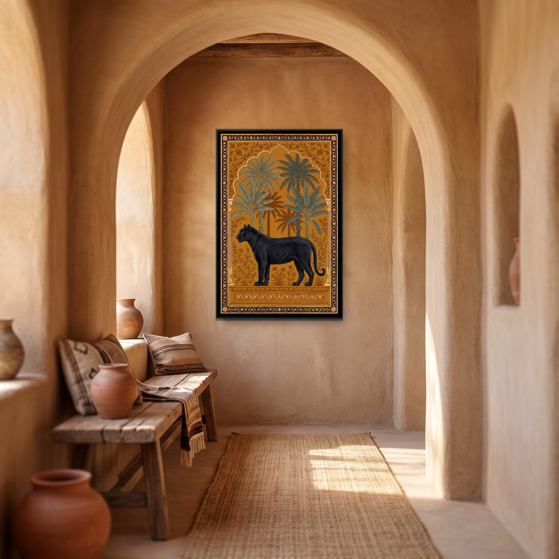 A Kolorkaari canvas in a floater frame, in a room