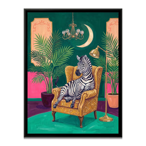 View 2 of Zebra in a Mustard Wingback Armchair
