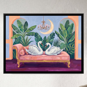 View 1 of Two Swans on a Blush Chaise