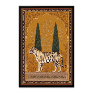 View 2 of White Tiger under a Cypress Arch in Deep Ochre