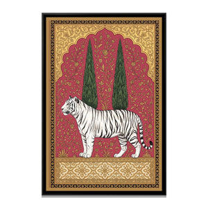 View 2 of White Tiger under a Cypress Arch in Rose Madder
