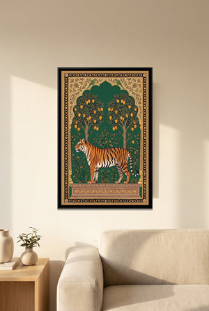 View 3 of Bengal Tiger under a Mango-Tree Arch in Deep Emerald