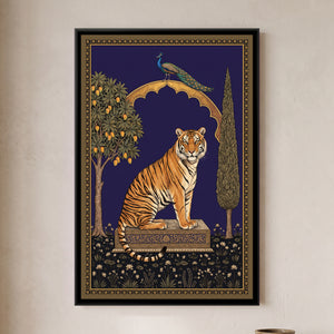 View 1 of Bengal Tiger under a Mango-Tree Arch in Deep Indigo