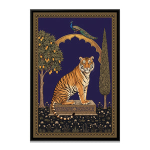 View 2 of Bengal Tiger under a Mango-Tree Arch in Deep Indigo