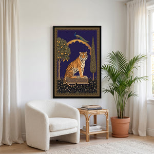 View 3 of Bengal Tiger under a Mango-Tree Arch in Deep Indigo