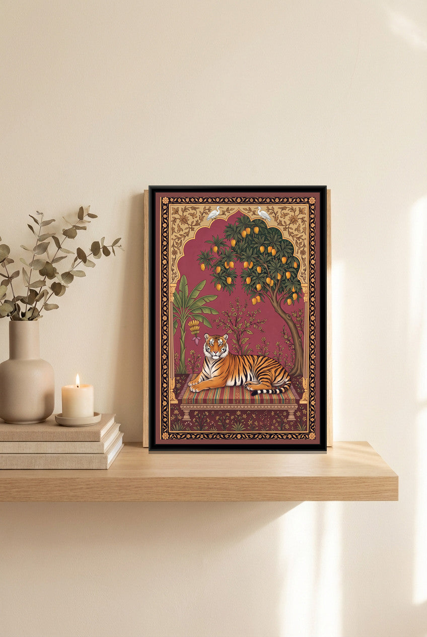 A Kolorkaari canvas in a floater frame, in a room
