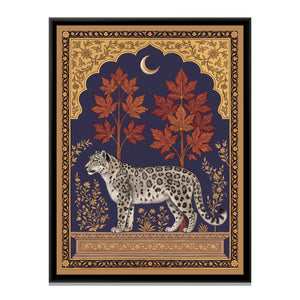 View 2 of Snow Leopard under a Chinar Arch in Deep Indigo