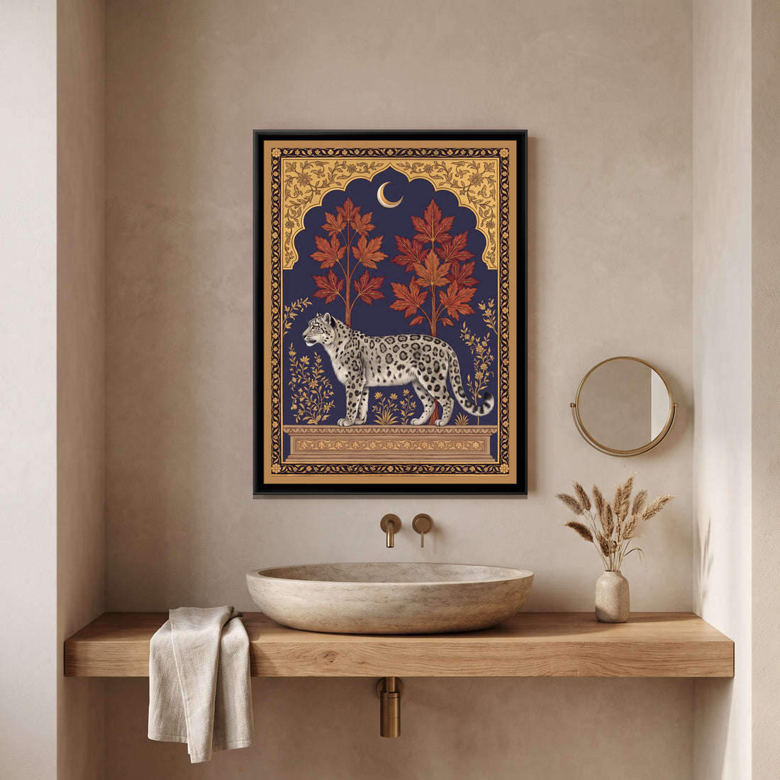 A Kolorkaari canvas in a floater frame, in a room