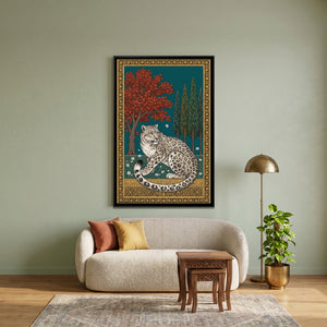 View 3 of Snow Leopard under a Chinar Arch in Deep Teal