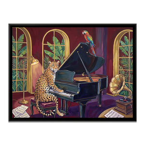 View 2 of Leopard on a Grand Piano in Oxblood and Gold