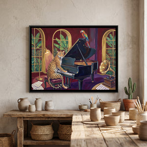 View 4 of Leopard on a Grand Piano in Oxblood and Gold