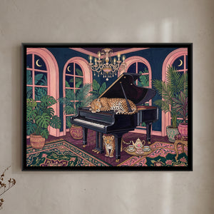 View 1 of Leopard on a Grand Piano in Midnight Blue and Blush