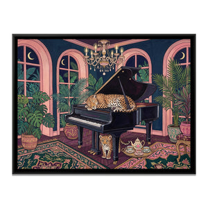View 2 of Leopard on a Grand Piano in Midnight Blue and Blush
