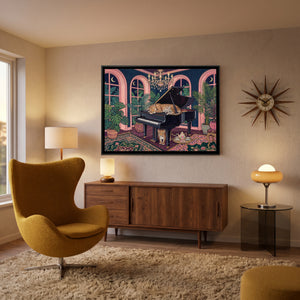 View 3 of Leopard on a Grand Piano in Midnight Blue and Blush