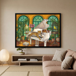View 3 of Leopard on a Grand Piano in Saffron and Jade