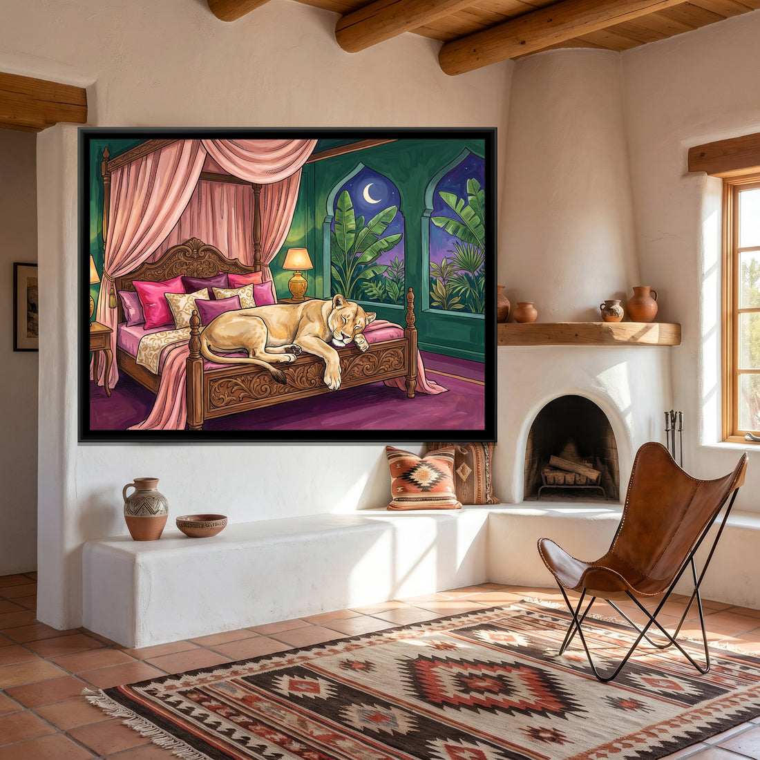 A Kolorkaari canvas in a floater frame, in a room