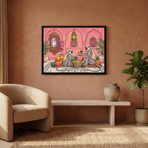 View 3 of Langurs at Tea in a Pink-City Salon