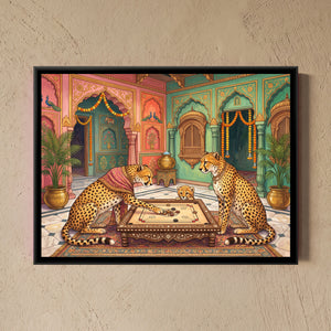 View 1 of Cheetahs at Carrom in a Haveli Courtyard
