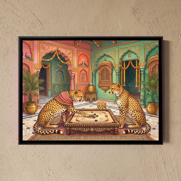 Cheetahs at Carrom in a Haveli Courtyard
