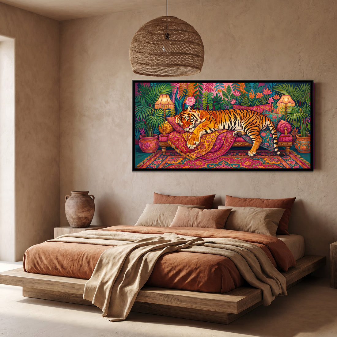 A Kolorkaari canvas in a floater frame, in a room