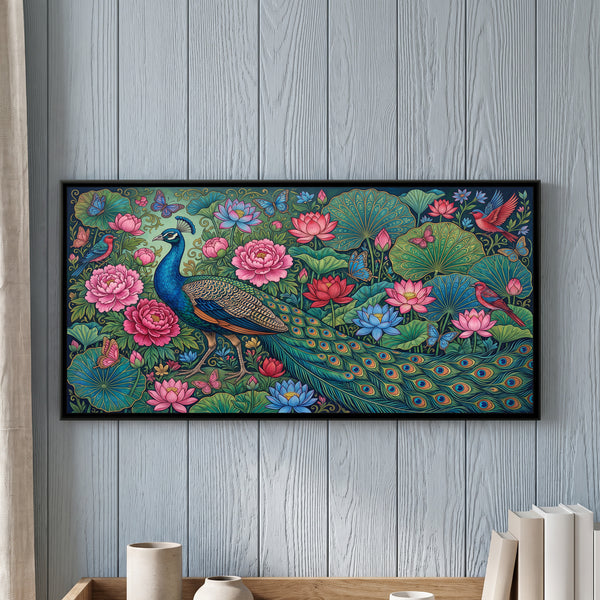 Peacock in a Maximalist Garden