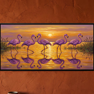 View 1 of Flamingos in a Golden Sunset Lagoon