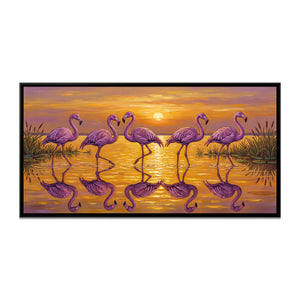 View 2 of Flamingos in a Golden Sunset Lagoon