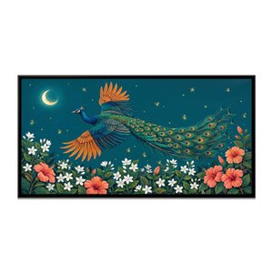 View 2 of Peacock in Flight over a Night Garden