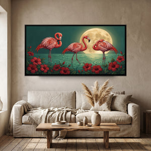 View 4 of Flamingos under a Gold Moon on Jade