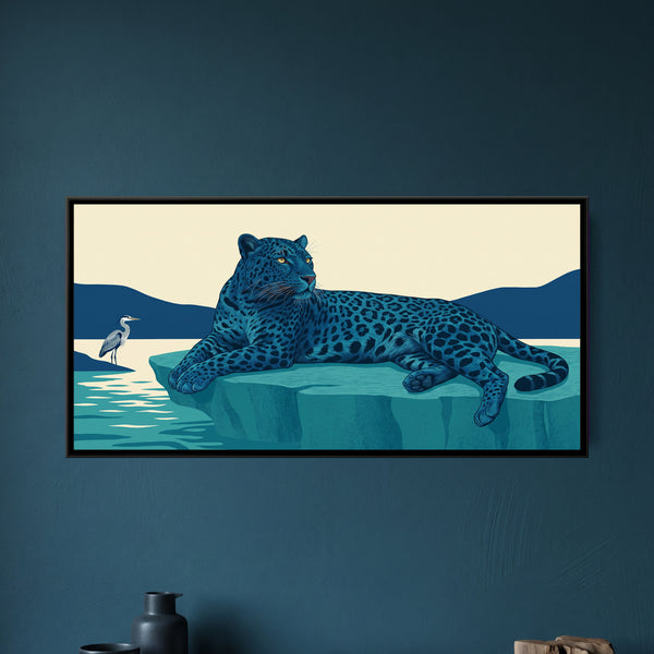Blue Panther on a Teal Rock