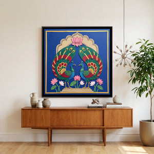 View 4 of Peacock Pair under a Lotus Arch in Cut Paper
