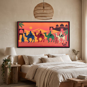 View 4 of Camel Caravan at Sunset in Cut Paper