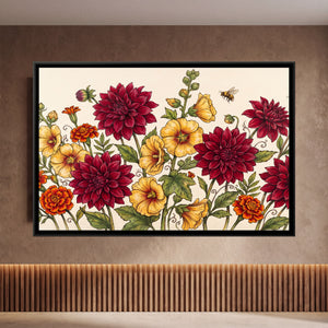 View 1 of Dahlias and Marigolds in Full Bloom